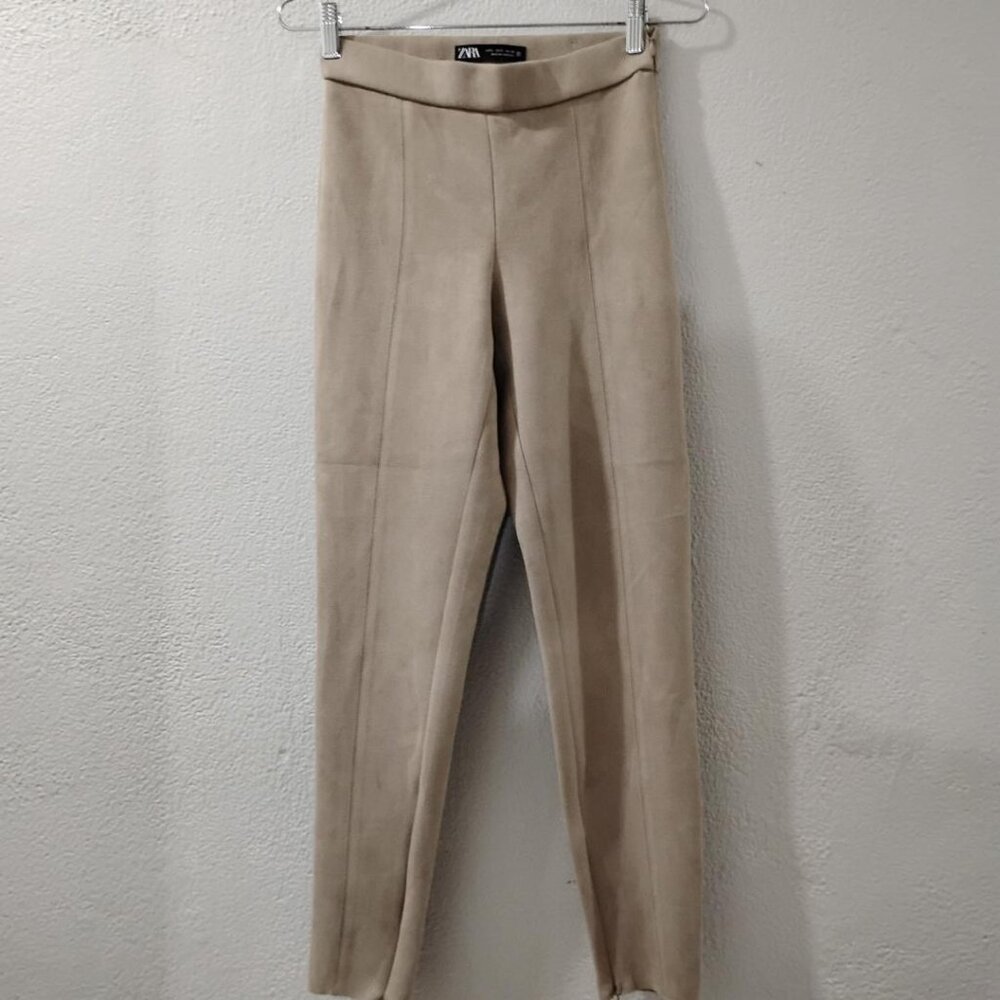 Zara- S-PULL-UP SILK RAYON VELVET PANT SKINNY -S